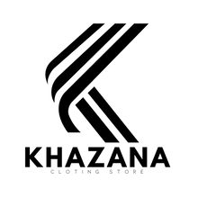 Khazana clothing store logo with stylized letter 'K' on a white background